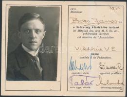 cca 1920-1940 A Magyar Sí Szövetség által kiadott fényképes tagsági igazolvány