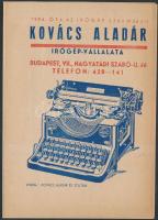 cca 1930-1940 Bp.VII., Kovács Aladár Írógép-Vállalatának reklámos szórólapja, benne levelezőlappal