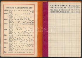 1937 Bp., Czinte Gyula bookmaker fogadási irodájának jegyzetfüzete lóversenynaptárral