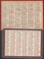 1949, 1959 2 db kártyanaptár, benne az ünnepek feltüntetésével