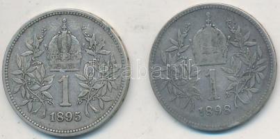 Ausztria 1895-1898. 1K Ag "Ferenc József" (2x) T:2,2- Austria 1895-1898. 1 Corona Ag "Franz Joseph" (2x) C:XF,VF