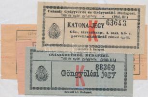 cca 1940 Belépőjegy a Szent Lukács Gyógyfürdőbe és a Császárfürdőbe, 4 db különböző jegy, közte katona-jeggyel