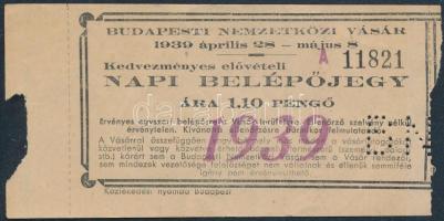 1939 Kedvezményes elővételi napi belépőjegy a Budapesti Nemzetközi Vásárra