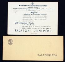 1939 + 1941 Balatoni Tea  2 db meghívó