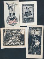 4 db ex libris, egyik FD jelzéssel: erotikus, a Magyar Szabadalmi Bíróság Könyvtára. klisék (egyik saroktöréssel)