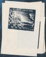 Bordás Ferenc 4 db ex libris klisé. közte sakk téma is