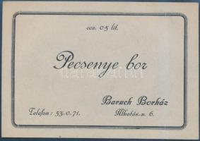 Baruch Borház pecsenyebor címke, 8x12 cm