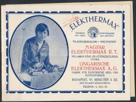 cca 1938-1940 "Elekthermax", a Magyar Elekthermax R.T. Villamos Főző- és Fűtőkészülékek gy...