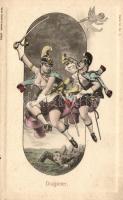 Dragoner, Verlag Schaar & Dathe, Trier / K.u.K. military, gently erotic art postcard