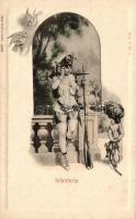 Infanterie, Verlag Schaar & Dathe, Trier / K.u.K. military, gently erotic art postcard