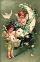 35 db RÉGI motívumlap lithokkal, vegyes minőség; virágok, gyerekek, művész, erotika / 35 old motive ...