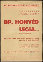 1967 A Bp. Honvéd és a Legia férfi csapatai között rendezett nemzetközi atlétikai verseny szórólapja, 25x17 cm