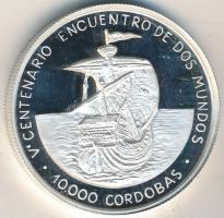 Nicaragua 1990. 10.000C Ag "Amerika felfedezése" T:PP felületi karc
Nicaragua 1990. 10.00...