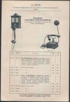 cca 1910-1920 Az Egyesült Izzólámpa és Villamossági Részvénytársaság önműködő és vonalváltó telefonkészülékeket bemutató prospektusa, 4p