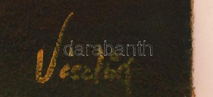 Vészlőy jelzéssel: Vitorlások. Olaj, vászon, 40×50 cm