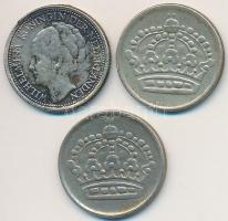 Hollandia 1941. 10c Ag + Svédország 1955-1962. 10ö Ag (2x) T:2
Netherlands 1941. 10 Cents Ag + Swed...