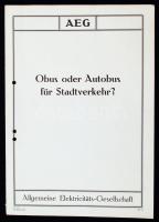 cca 1940 AEG Obus oder Autobus für Stadtverkehr, korabeli autobusz technikai ismertető nyomtatvány, pp.:19, átlyukasztva,  30x21cm