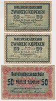 Litvánia/I. világháború/Német megszállás/Darlehnskasse Ost, Posen 1916. 20k (2x) + 50k T:III,III- Lithuania /World War I/German occupation/Darlehnskasse Ost, Posen 1916. 20 Kopeks (2x) + 50 Kopeks C:F,VG