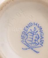 Herendi virágmintás porcelán váza, kézzel festett, hibátlan, jelzett, m: 15 cm