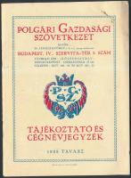 1929 Polgári Gazdasági Szövetkezet Tájékoztató és cégnévjegyzéke. Sok reklámmal, pp.:32, 15x10cm