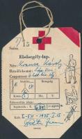1945 Elsősegély-lap katonának nyílt felkartörésről. Sarkok levágva,  11x8cm