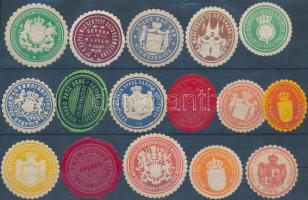 cca 1900 57 db klf városi hivatalos és uradalmi levélzáró, nagyrészt német és osztrák, közte 11 magy...