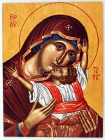 Jelzés nélkül: Mária a kisdeddel, ikon. Tojástempera, farost, 40x30 cm