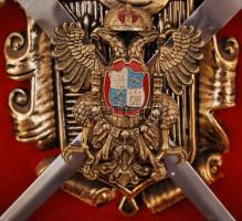 Osztrák címeres fali dísz, műanyag-fém, 24×20 cm