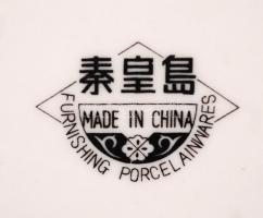 Kínai porcelán tál, matricás, kis kopásnyomokkal, jelzett, d: 22 cm