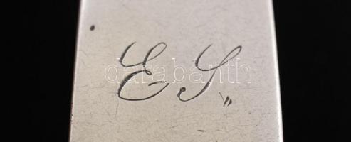 Antik, monogramos,  ezüst leveseskanál, (Pest 1858) Ag., 65gr., jelzett, 21cm /Antique monogrammed s...