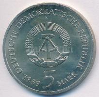 NDK 1989. 5M Cu-Ni-Zn "Marien Kirche Mühlhausenben" T:1-,2 GDR 1989. 5 Mark Cu-Ni-Zn "Marien Kirche in Mühlhausen" C:AU,XF