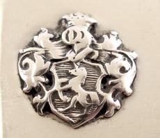 Régi, ezüst,címeres névjegykártyatartó, (belül Bubi felirattal) Ag., 89,6gr., jelzett, 8x6,5cm /Old,...