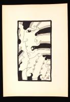 Szász jelzéssel: Arc. Vegyes technika, papír, 19×10 cm