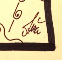 Szász jelzéssel: Arc. Vegyes technika, papír, 19×10 cm