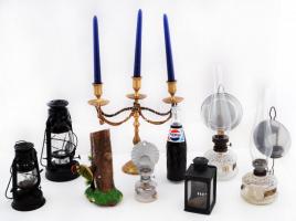 Vegyes bolha tétel: nagyrészt különféle gyertyatartók (tükrös, sokkaros, réz), valamint egyéb bolhapiaci tételek