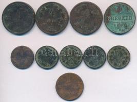 1851-1868. 1kr-4kr Cu (10x) T:2-,3