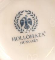 Hollóházi porcelán kupica, 2 db, matricás, jelzett, hibátlan, fém tálcával