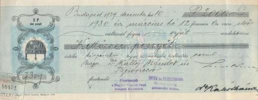 Budapest 1929. "Érték és Árubizományi Részvénytársaság" 2db kitöltött váltója egyenként 20...