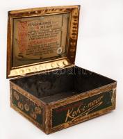 Antik Koh-I-Noor fém doboz, sérült, kopott, 22x18x9 cm