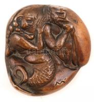 Németh Ágnes (1957-): Sellő és férfi. Bronz plakett, jelzett, d:5 cm