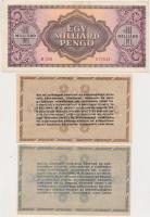 8db-os vegyes magyar pengő, adópengő és forint bankjegy tétel, közte 2db 1945. 500P "N" be...
