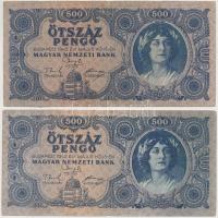 8db-os vegyes magyar pengő, adópengő és forint bankjegy tétel, közte 2db 1945. 500P "N" be...