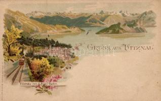 Vitznau von d. Rigi-Bahn 'Grüss aus...' floral litho