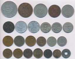 24db-os vegyes magyar érme és telefon érme tétel, közte 1800S 3kr Cu, 1886KB 1kr Cu "Középcímer", 1947. 5Ft Ag "Kossuth" T:vegyes