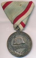 1929. &quot;Magyar Háborús Emlékérem kardokkal, sisakkal&quot; ezüstözött bronz kitüntetés, peremen &quot;BRONZ&quot; jelzés, mellszalaggal T:2- Hungary 1929. &quot;Hungarian Commemorative War Medal with swords and a helmet&quot; silver plated bronze decoration, &quot;BRONZ&quot; hallmark on the edge, with ribbon C:VF NMK 418.