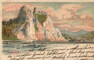 1899 Ustí nad Labem, Aussig, Strekov / Burg Schreckenstein, Edgar Schmidt litho