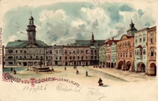 1899 Cesky Tesín, Teschen, Demelplatz / Verlag Kutzer litho