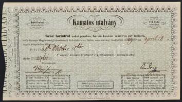 1848. 100Ft "Kamatos Utalvány" zöld, kamatszelvény nincs, Endrey Endre saját kezű aláírásával T:I,I- hajtatlan, apró sarokhajlások Hungary 1848. 100 Forint "Interest Bearing Voucher" green, no coupon, with autograph signature of Endre Endrey C:UNC,AU unfolded, slight corner bends Adamo SGU5