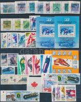 Winter Olympics 9 diff sets + 3 diff blokcs + 3 diff stamps on 2 stock cards, Téli olimpia motívum 9 klf sor + 3 klf blokk + 3 klf önálló érték 2 db stecklapon