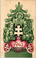 1942 Karácsonya Harcoló honvédeinké és hozzátartozóiké; hajtogatható, kivágott, nem képeslap beosztású lap / WWII Hungarian Christmas greeting (non PC) (EK)